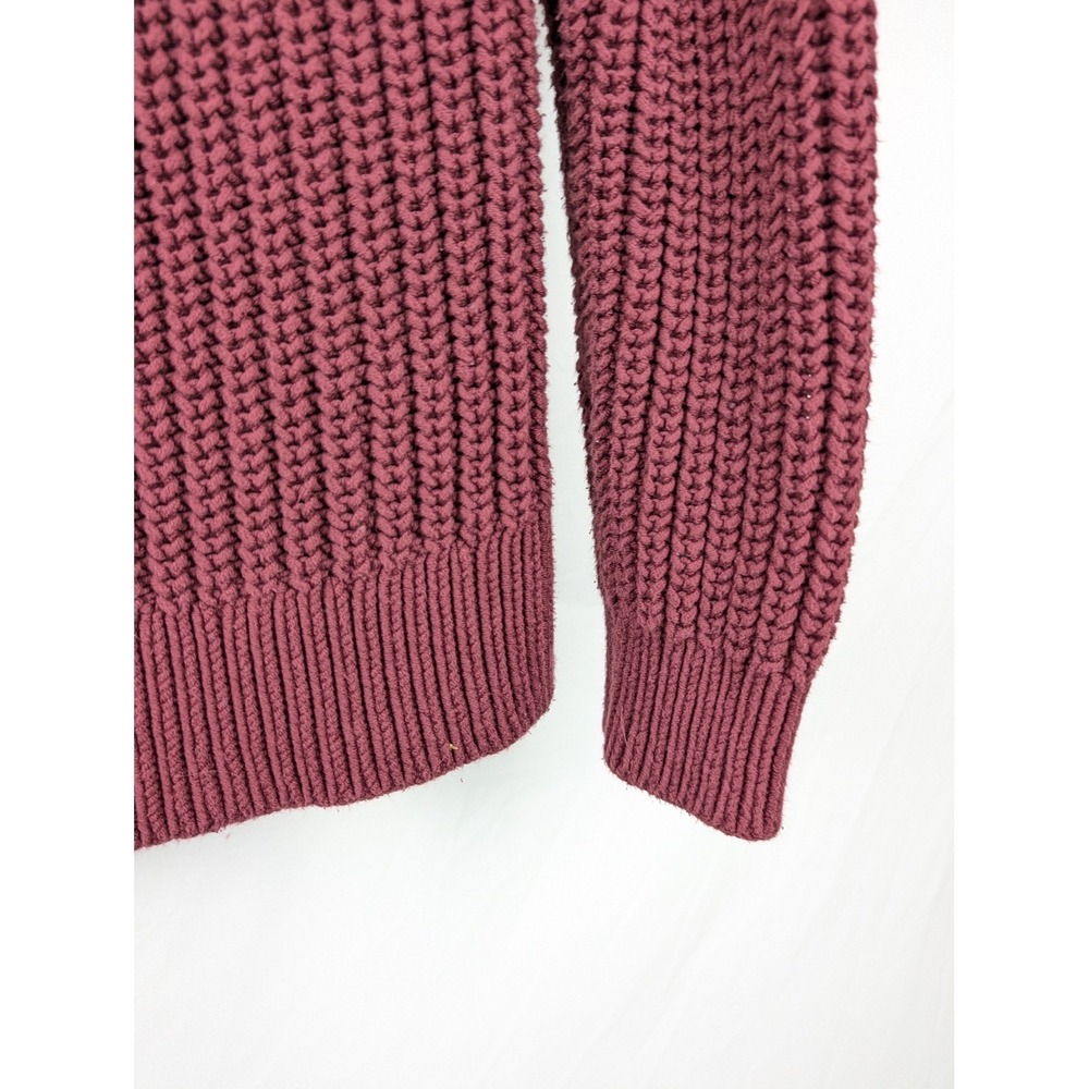 Nautica Cable Knit Heavyweight Crewneck Sweater Size L Maroon Cottagecore Granny - Picture 9 of 10